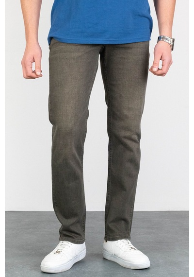 HLT Jeans Erkek Çam Yeşili Regular Fit Likralı Boru Paça Rahat Kesim Jean Kot Pantolon Hlthe001915 kahverengi