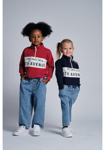 Miababy Dik Yaka Sweat Denim Pantolon Takım Lacivert