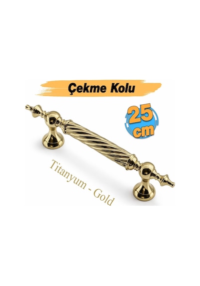 Tr Burgulu Titanyum Gold 25 Cm Çelik Kapı Tutma Kolu Sürgülü Dış Çekme Kulpu Kulbu Tutamağı Kol 1 Adet