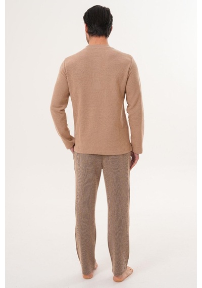 Mecit Pijama Mecit 2998 Kahve Selanik Kumaş Kışlık Erkek Pijama Takımı Kahverengi
