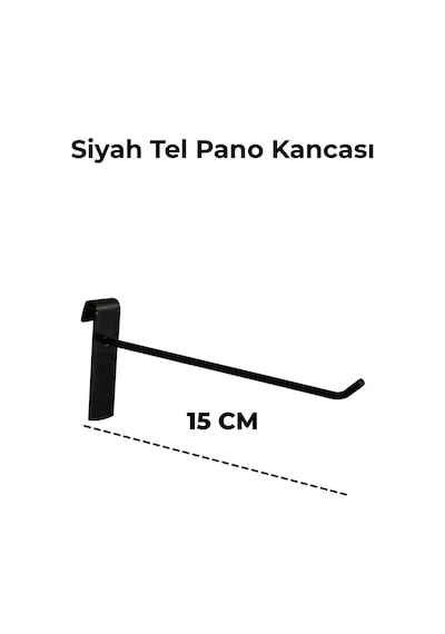 15 Cm 100 Adet Siyah Tel Pano Kancası Raf Askısı Siyah