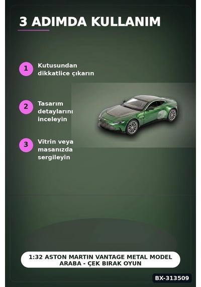 1:32 Metal Aston Martin Vantage Çek Bırak Araba - Diecast Model, Koleksiyonluk Oyuncak Bx-313509 Çok Renkli