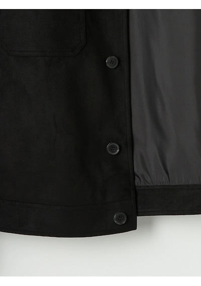 LC Waikiki Lcw Vision Siyah Regular Fit Gömlek Yaka Erkek Süet Mont New Blakız Çocuk