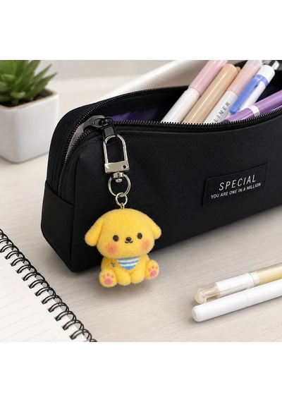 Puffy Pati Sarı Peluş Köpek Charm Anahtarlık Sevimli Çanta Aksesuarı Hediye