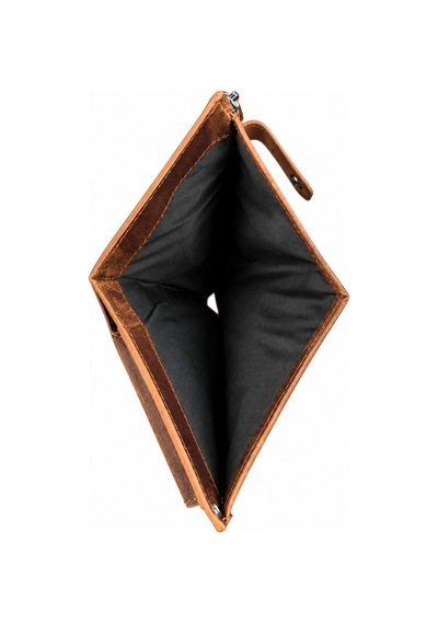Alphaclub Bag Crazy Horse Hakiki Deri Fermuarlı Çok Bölmeli El Cüzdanı Taba