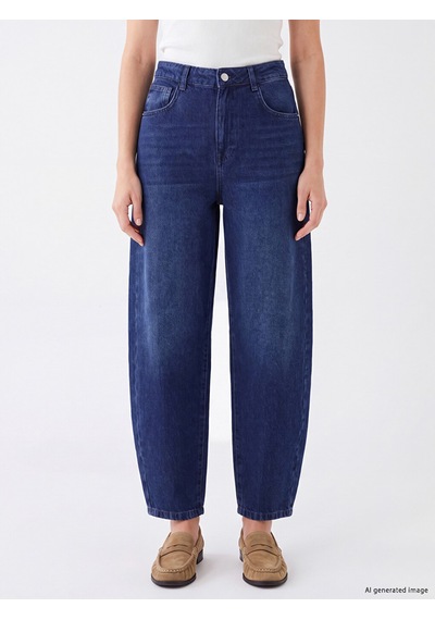 Lcw Modest İndigo Baggy Fit Kadın Jean Pantolon
