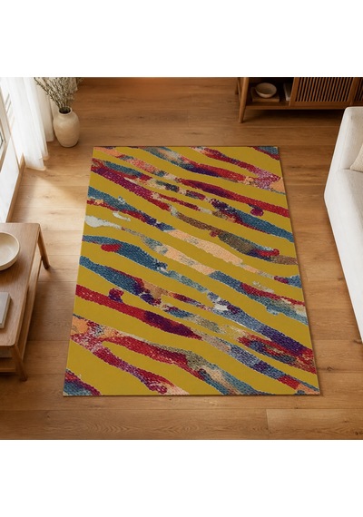 Kartela Halı Aira Halı Kaymaz Taban Makinede Yıkanabilir Halı Hardal Sarısı - 200 X 300 Cm