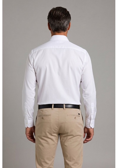 Bisse Beyaz Regular Fit Cepsiz Klasik Uzun Yaka Gömlek Gmkls252176 D01