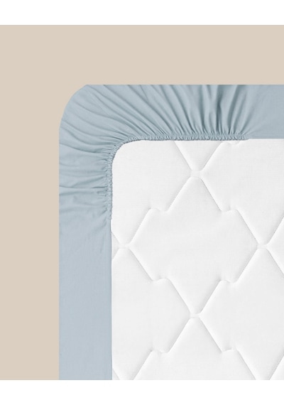 English Home Novella Premium Soft Cotton Tek Kişilik Plus Lastikli Çarşaf 120x200 Cm Açık Mavi Açık Mavi