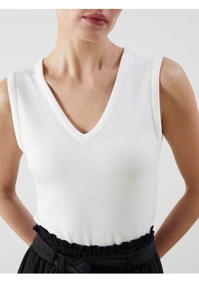 Lcwaıkıkı Classic Beyaz V Yaka Kadın Atlet