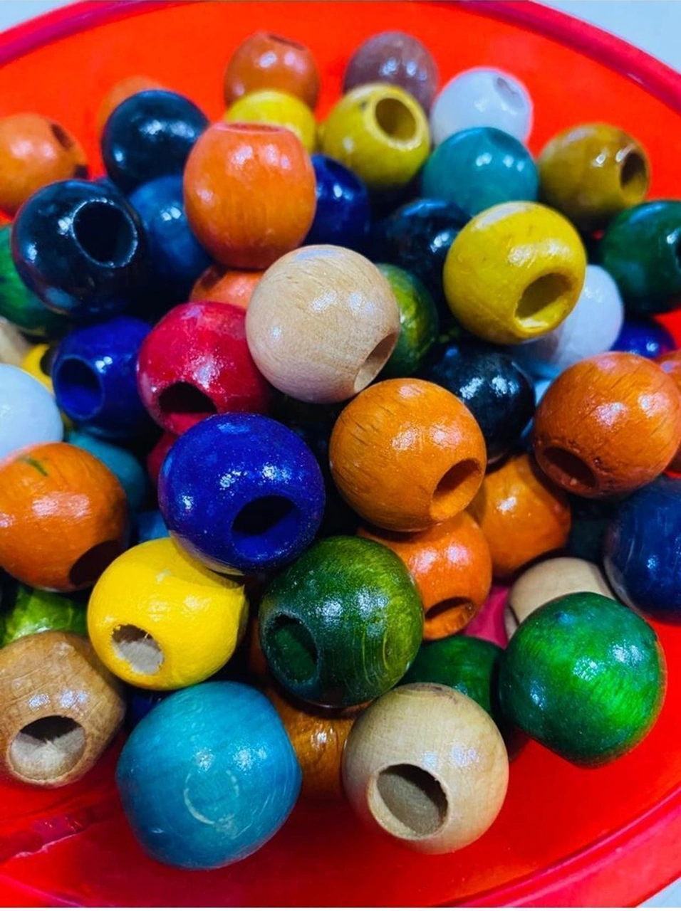 26 Mm Karışık Renk Ahşap Boncuk 100 Gram