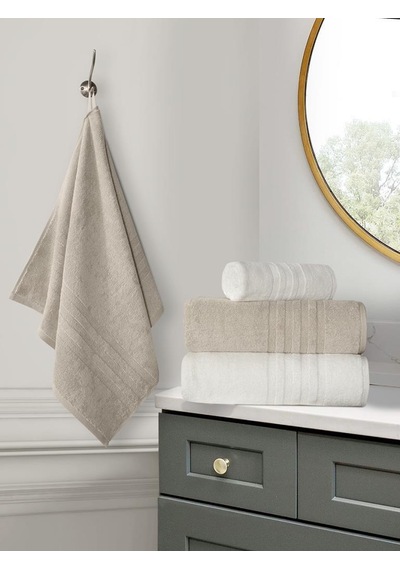 Lavinda 4 Lü Banyo Havlu Seti 70x140 Bej - Krem