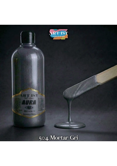 Aura Metalik Sedefli Ve Vernikli Boya - 504 Mortar Gri Ahşap, Taş Tozu, Hobi, Dıy -