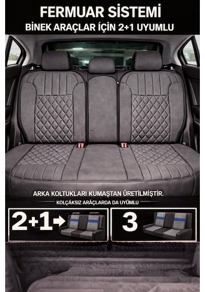 Fiat Egea Cross 2020 Ve Sonrası Uyumlu Zerafet Serisi Gri 5'li Ortopedik Koltuk Minderi