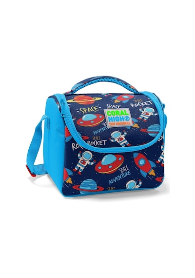 Coral High Okul Çantası Ve Beslenme Çantası Seti - Erkek Çocuk Mavi Lacivert Uzay - Usb Soketli