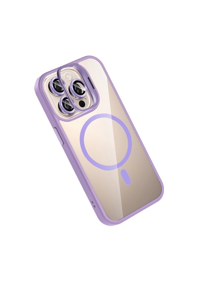 Joko Apple İphone 14 Pro Max Remim Lensli Magsafe Standlı Kapak - Lila 0.2M-Çok Renkli