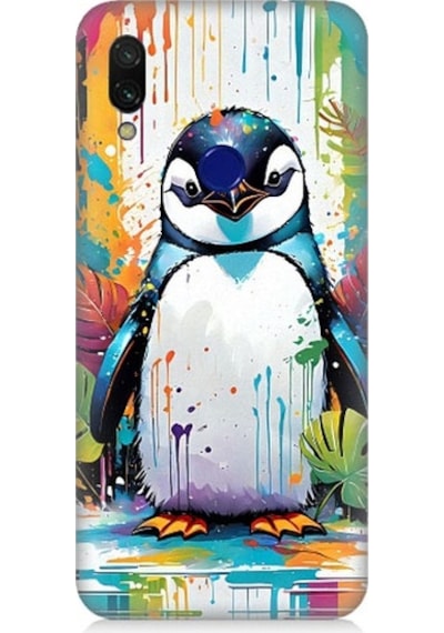 Xiaomi Redmi Note 7 Pro Uyumlu Sevimli Penguen Desenli Silikon Kılıf