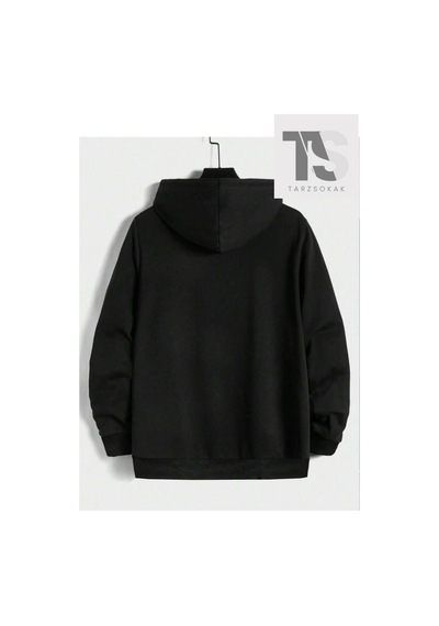 Tarzsokak Haç Sembol Sweatshirt Fermuarlı Hırka Siyah