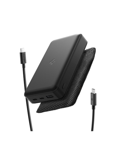 Spigen Essential 30000 Mah 30w Usb-c + Usb-a Giriş / Çıkış Hızlı Şarj 3 Portlu Powerbank Siyah Aba09435 Siyah