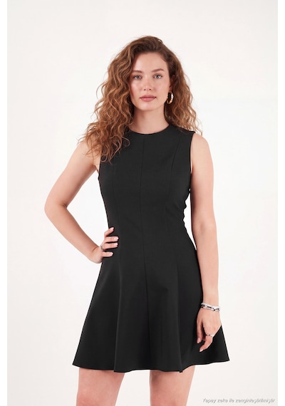 Lela A Kesim Dikiş Detaylı Mini Boy Davet Elbise Kadın Elbise 6523003 Siyah