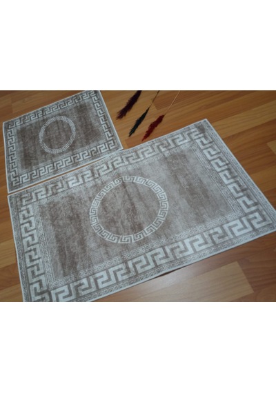 2li Banyo Seti Baskılı Versace Kahve Desenli