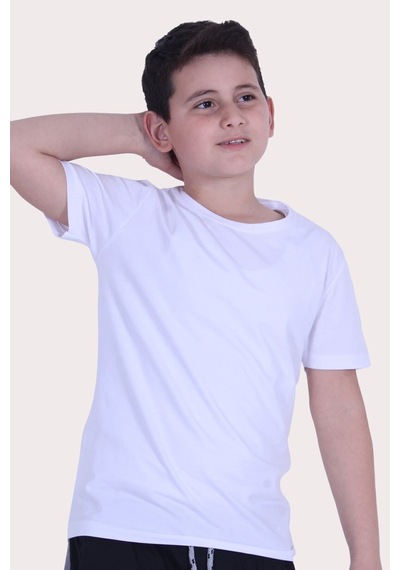 Fyk Kids Düz Model Farklı Renk Seçeneği Ile Unisex Çocuk Tişört Beyaz