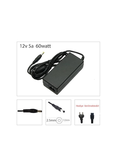 12v - 5a 60w 2.5/ 5.5mm Notebook Adaptör