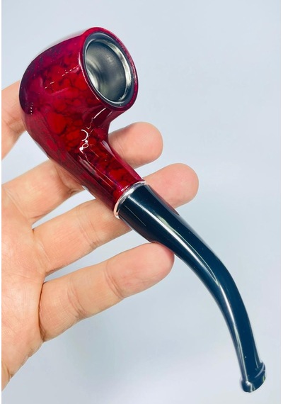 Alcan Marka Bordo Metal Müşürlü Filitreli Pipo 12 CM