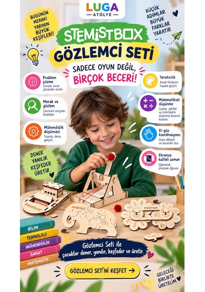 Stemist Box Gözlemci Seti - 4'lü Ahşap Stem Eğitim Seti - Aktivite Kutusu