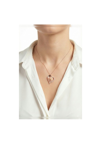 Çekirdekjewelry 925 Ayar Gümüş Kalbimin Beyaz Gülü Kolye Pembe