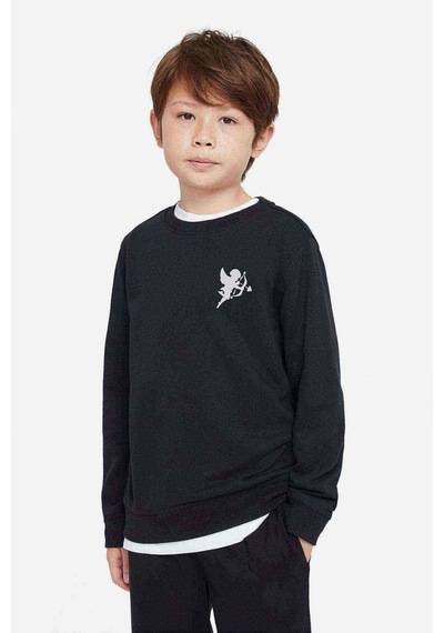 Tshirthane Aşk Eros Baskılı Unisex Çocuk Siyah Sweatshirt Siyah