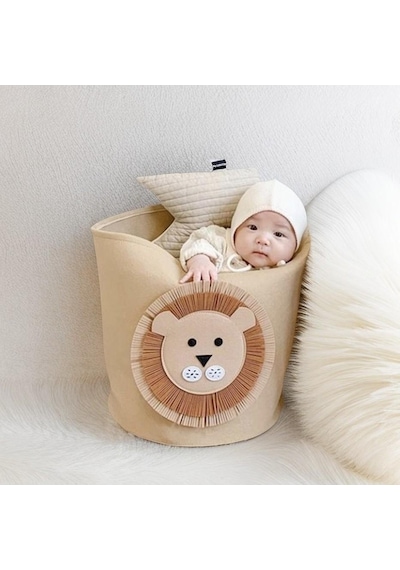 Geeroyoo Köpük Felt Materyalli 34l 35x35cm Yıkabilir Kartoon Aslan Desenli Geniş Kapasiteli Giyim/kitap Saklama Sepeti Diğer