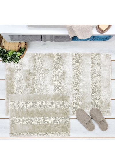 Soft Line 2'li Banyo Paspası - Krem - 60x90 Cm + 45x60 Cm Renkli
