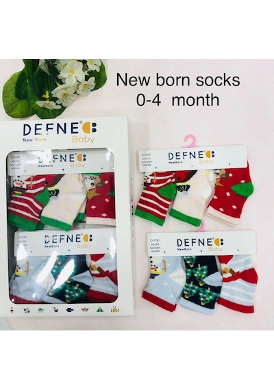 Defne Baby 6 Çift Pamuklu New Born Yenidoğan Kız Bebek Çorap-738 ÇoK Renkli