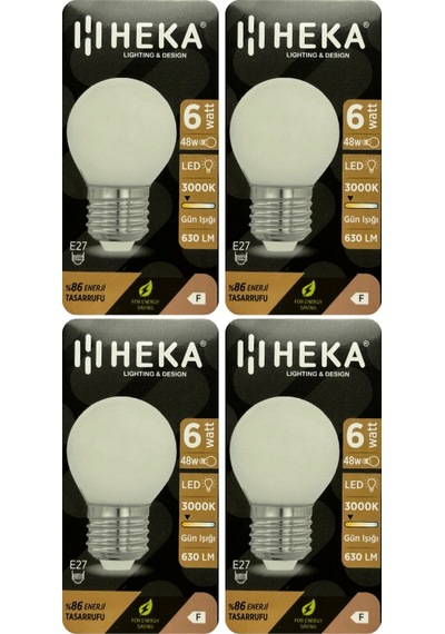 4 Adet Heka 6w 48w 3000k Sarı Işık E27 Duylu Soft Led G45 Ampul Heka