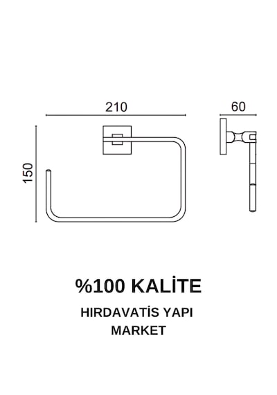Çelik Banyo Paslanmaz Pirinç Kumru Kare Havluluk Gri