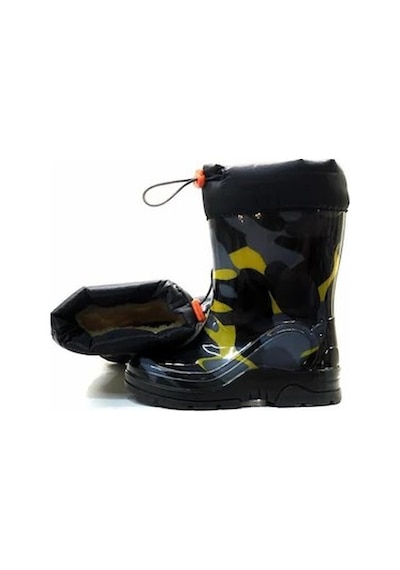 Arısan Su Geçirmez Kaydırmaz Taban Unisex Kürklü Çocuk Yağmur Çizmesi Kar Botu - Kamufulaj Sarı - 31-32 Sarı