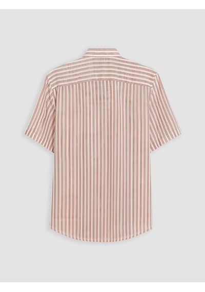 Lcwaıkıkı Classic Kahverengi Regular Fit Çizgili Erkek Gömlek