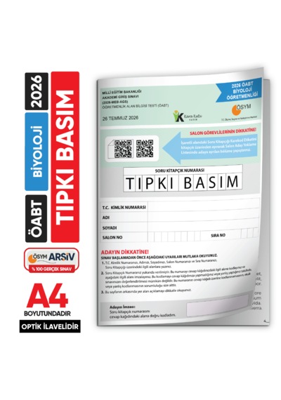 2026 Meb-ags Öabt Biyoloji Öğretmenliği Ösym Tıpkı Basım Kitapçığı Türkiye Geneli Deneme