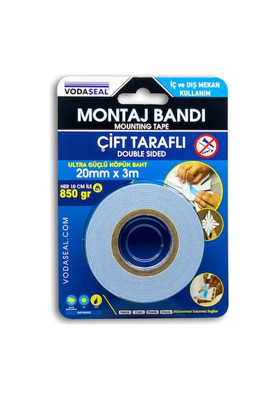 2 Adet Vodaseal Çift Taraflı Bant Beyaz 20mmx3mt
