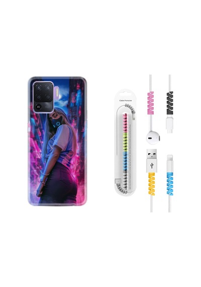 Oppo Reno 5 Lite Kılıf Kablo Koruyuculu Mask Girl 1659