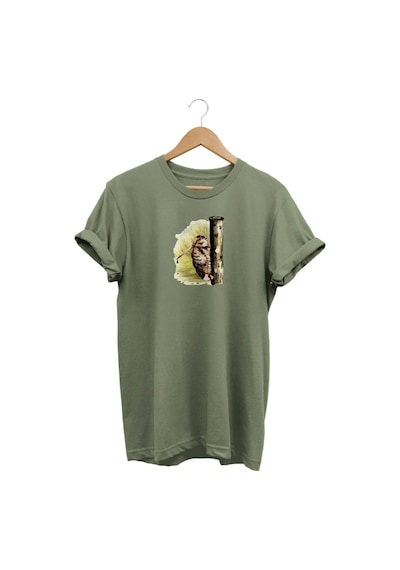 Widi Çulluk Baskılı Haki T-shirt Haki Yeşil