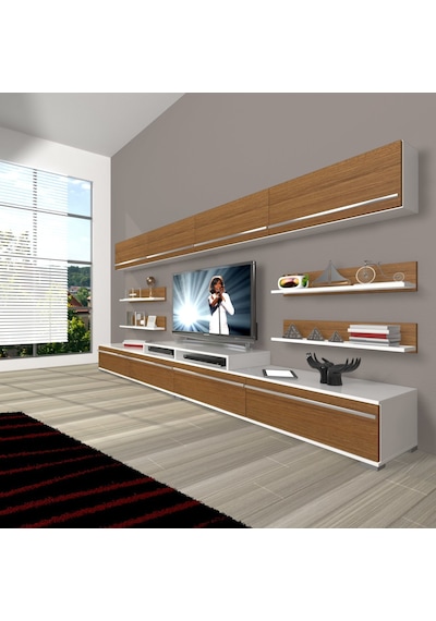 Decoraktiv Ekoflex 360y Mdf Tv Ünitesi Tv Sehpası Beyaz - Ceviz