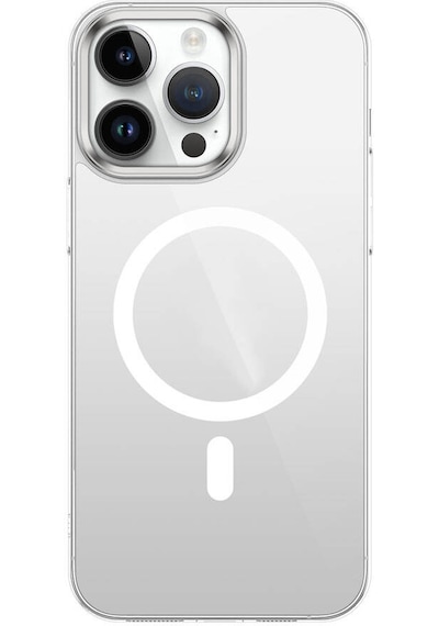 Apple Uyumlu iPhone 15 Pro Max Zore Wireless Şarj Özellikli Şeffaf G glass Kılıf gümüş Gümüş