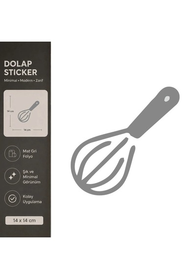 Karıştırıcı Mat Gri Dekoratif Folyo Sticker 14x14 Cm