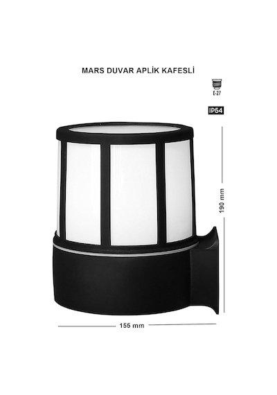 Mars Serisi Sensörlü Bahçe Apliği - Ip54 Zita Dış Mekan Duvar Lambası, E27 Duy, Yanmaz & Kı