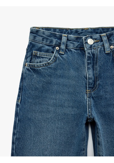Koton Pamuklu Loose Fit Denim Pantolon Orta İndigo 7wkg40025ad