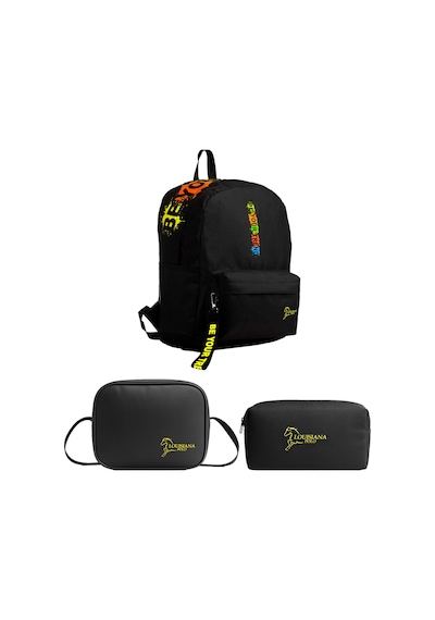 Louisiana Polo Okul Seti Çanta + Termal Beslenme + Kalemlik Multicolor 1140 Siyah