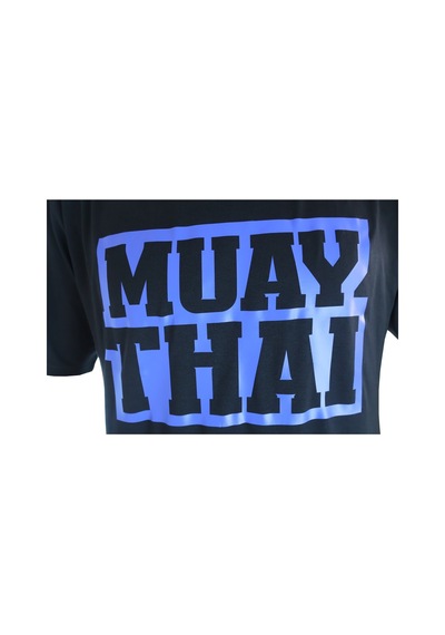Dragondo Tx8521 Muaythai Tişört Mavi Basklı Muay Thai Tişörtü Siyah