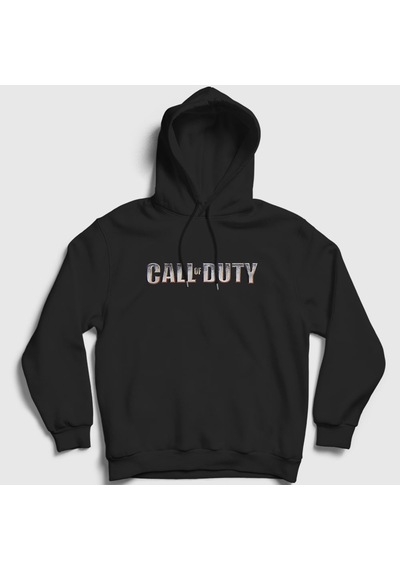 Presmono Unisex Logo Call Of Duty Kapüşonlu Sweatshirt Siyah